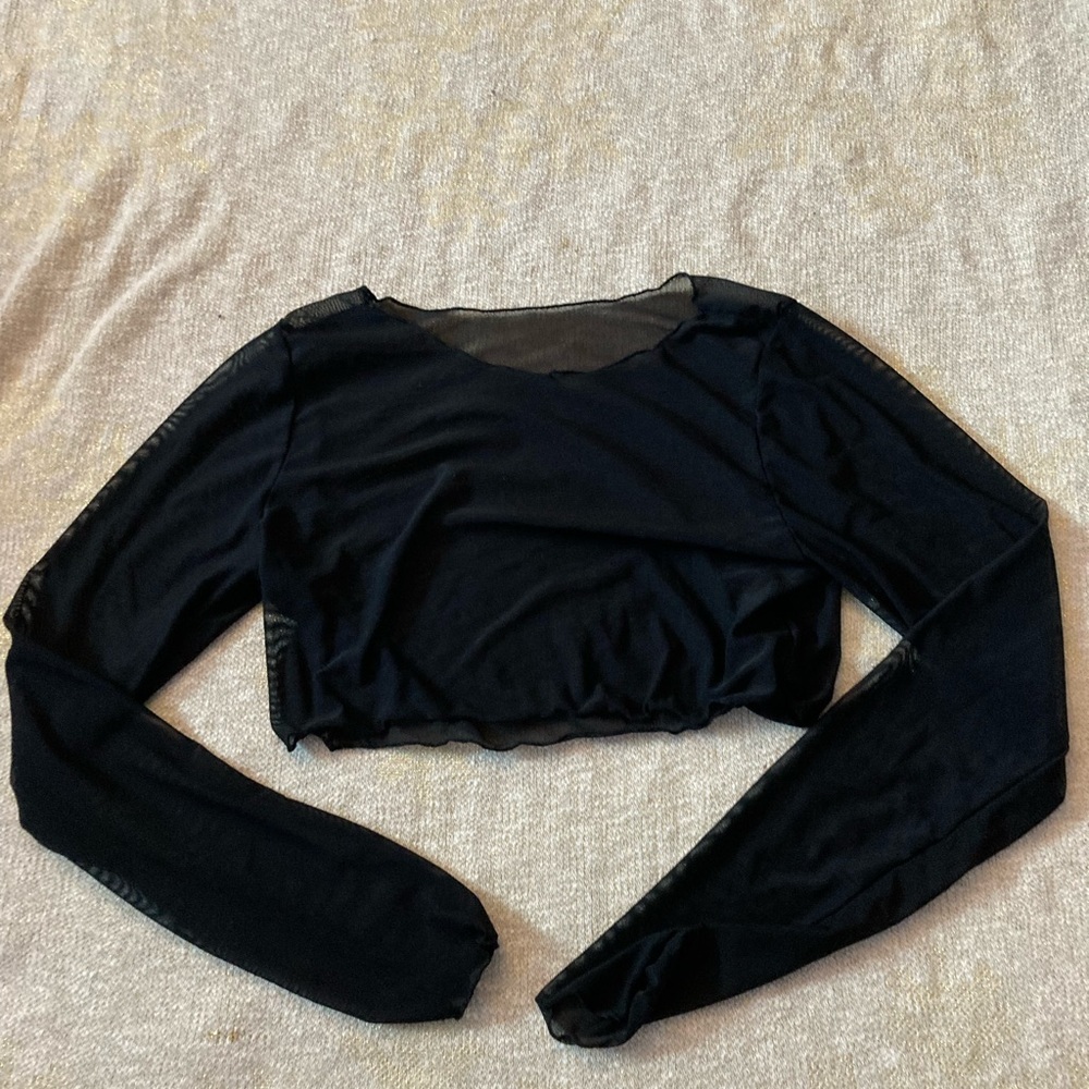Sheer long sleeve crop top